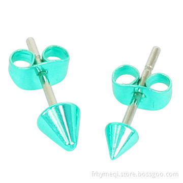 Stainless Steel Plated Cone Earrings, Made of 316 Stainless Steel